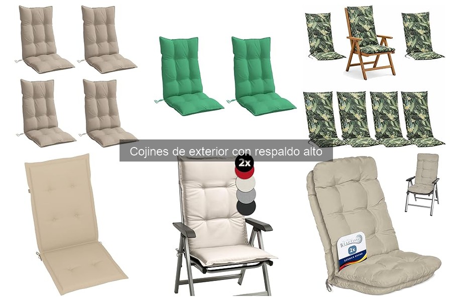 Cojines de exterior con respaldo alto: diseños más populares
