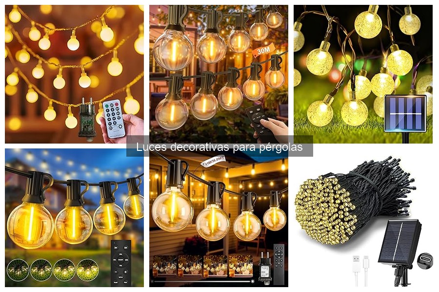 Comparativa de luces decorativas para pérgolas