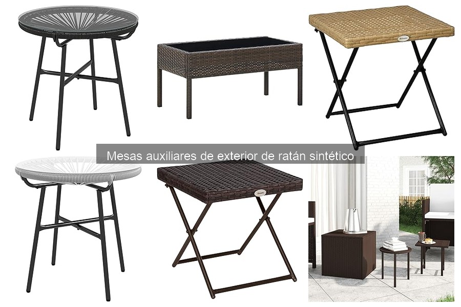 Estilos de mesas auxiliares de ratán sintético para exterior