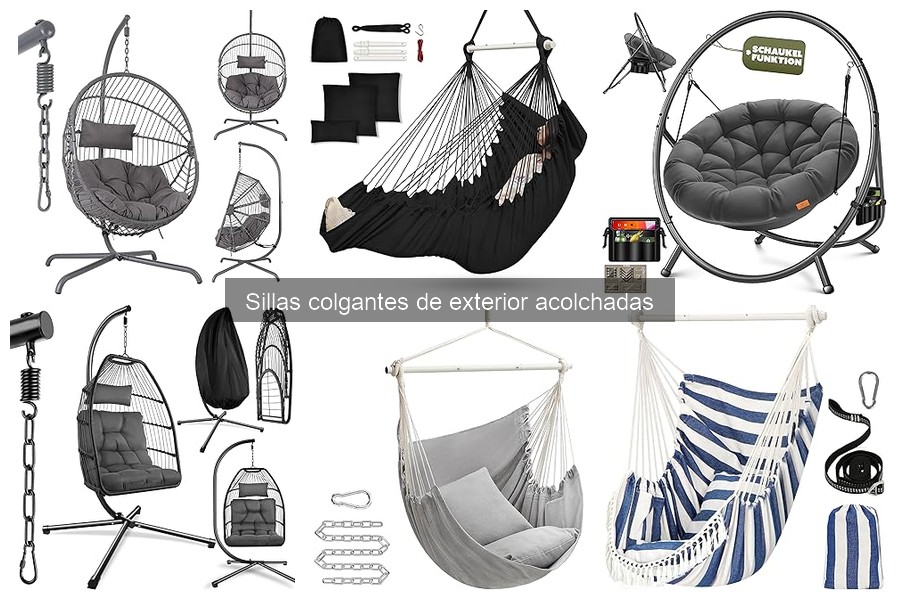Estilos y diseños de sillas colgantes de exterior acolchadas
