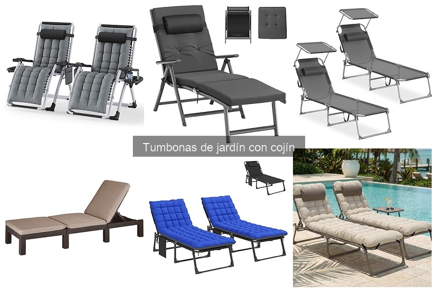 Estilos y diseños de tumbonas de jardín con cojín