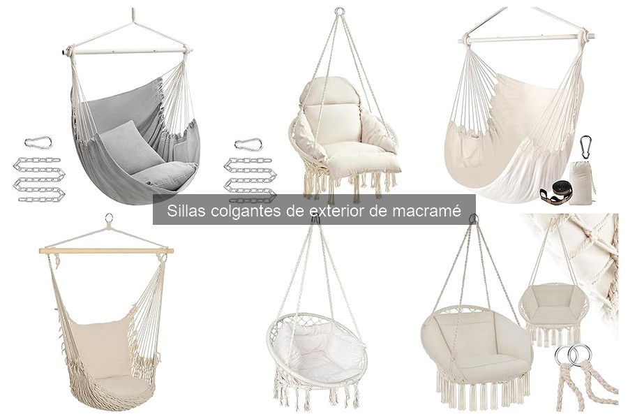 Ideas de decoración con sillas colgantes de macramé en exteriores