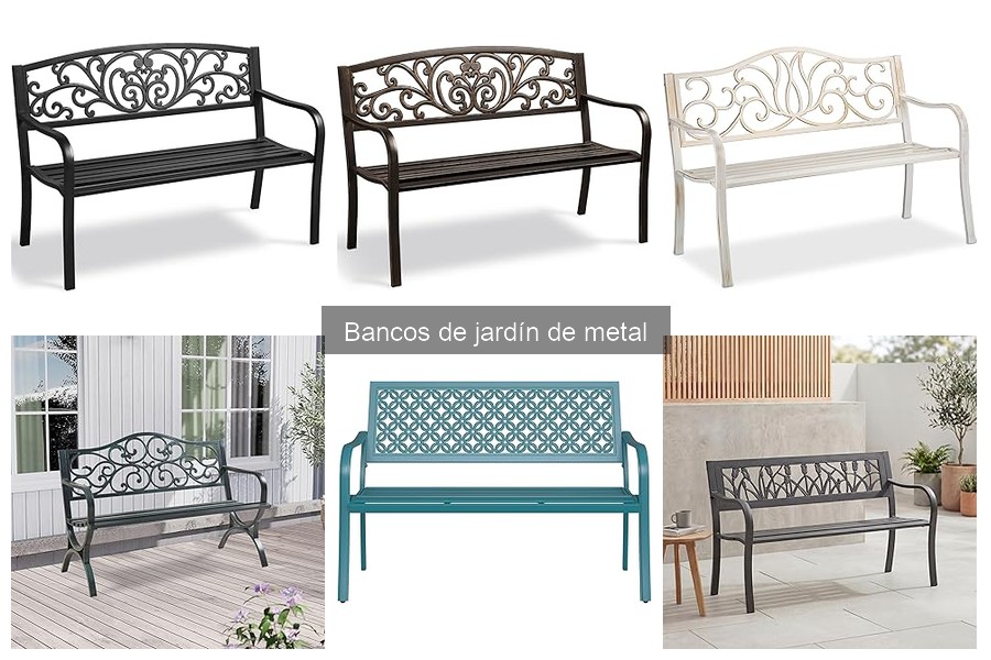 Ideas de diseño para bancos de jardín de metal en exteriores