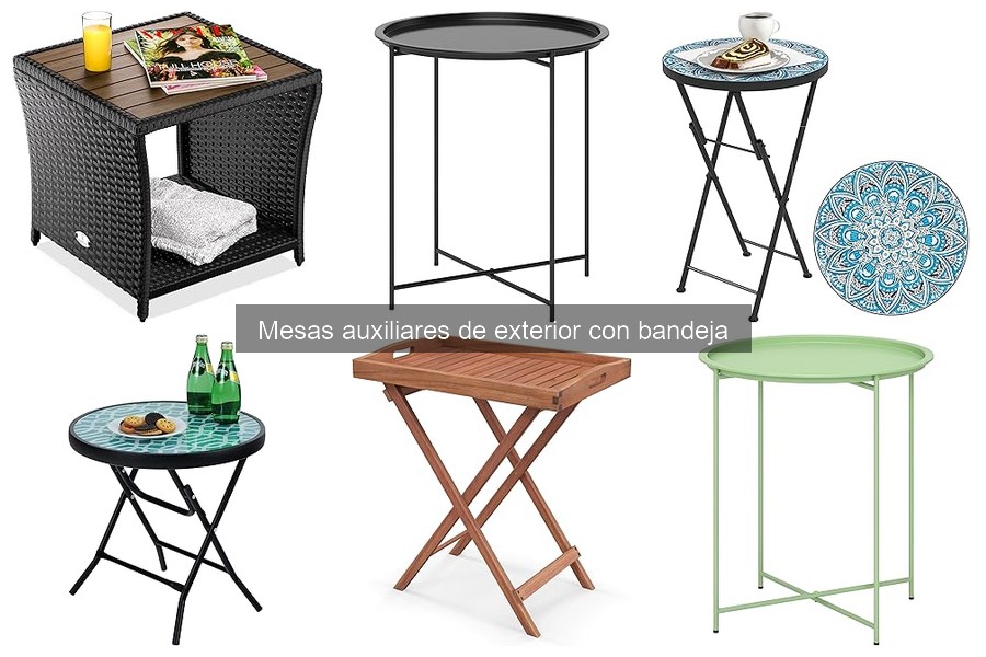 Mejores mesas auxiliares de exterior con bandeja para terrazas pequeñas