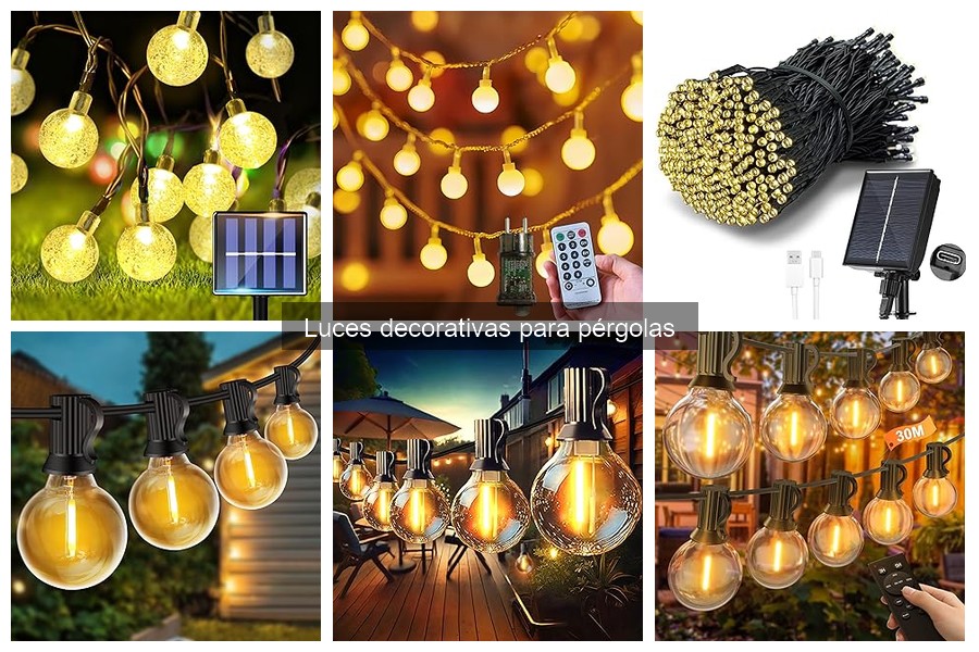 Tipos de luces decorativas para pérgolas: LED, solares y más